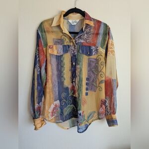 Soffia Multicolor Sheer Blouse Size M